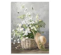 Xetpc Daisy Flower Wall Art Poster, Rustic Canvas Wall Decor Picture, Floral Print, Decorative Painting for Bathroom Living Room Bedroom and Kitchen, 12x16 in Unframed