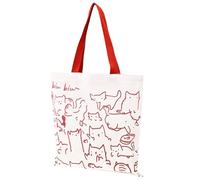 Xetpc Foldable Tote Bag, Reusable Zipper Shopping Bag, Cute Cat Print Handbag with Pockets for Girls Out Shopping and Playing