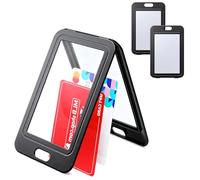 Xetpc Pack of 3 ID Card Holders with Double-Sided Windows Vertical Hard Plastic Black Card Protector Case ID Cover for Office School ID Credit Cards Proximity Key Driving Licenses