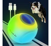 Xeuch Light Up Dog Balls, LED Dog Toy Ball Rechargeable, Bounce-Activated Durable Fetch Ball Grow in The Dark, Night Glowing Dogs Toys, Natural Rubber, Color Changing LED, 2.5 inches-Blue