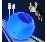 Xeuch Light Up Interactive Dog Ball Toys, Durable Fetch Ball for Small & Medium Dogs, Tennis Ball for Dogs, Glow in The Dark,Funny Dog Birthday Gift, Indoor & Outdoor Jumping Activation Ball - Blue