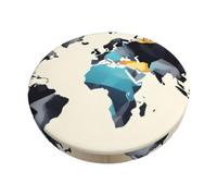 XEUYXF Abstract World Map Print Soft Round Bar Chair Cushion Cover Circular Seat Protector Kitchen Office Decor