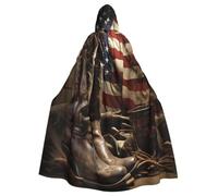 XEUYXF American Flag With Cowboy Boots Print Hooded Cloak Halloween Carnivals Cosplay