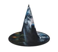XEUYXF Blue Eyes Wolf1 Print Halloween Witch Hat Wizard Cap Cosplay | Costume Accessory Carnivals Versatile Foldable Party Prop Themed Events