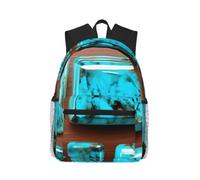 XEUYXF Bright Aqua Blue Turquoise Print Versatility Casual Backpack Lightweight Unisex Dual Shoulder Bag Camping Cycling
