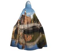 XEUYXF Dublin Ireland Ha Penny Bridge River Print Halloween Hooded Cloak Carnival Cosplay