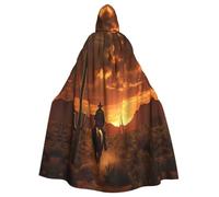 XEUYXF West Desert Cactus With Cowboys Riding Horses3 Print Hooded Cloak Halloween Carnivals Cosplay