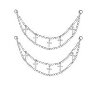 Xeyau 2PC Purse Charms for Handbags Punk Shoe Chain Star Cross Bag Charm Chain for Women Pocket Chain Wallet on Chain Pants Chain Halloween Accessorie Jewelry (Silver-Cross)