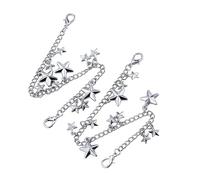 Xeyau 2PC Purse Charms for Handbags Punk Shoe Chain Star Cross Bag Charm Chain for Women Pocket Chain Wallet on Chain Pants Chain Halloween Accessorie Jewelry (Silver-Star2)