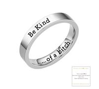 Xeyau Be Kind A B Ring Stainless Steel Be Kind Ring Be Kind... Of A B Jewelry for Women Best Friends Jewelry, 5 UK, Metal, No Gemstone