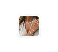 Xeyau Chunky Hammered Jewelry Necklace and Bracelet Set for Women | Boho Irregular Textured Metal Statement Trendy Adjustable Fashion Jewelry Ideal for Daily and Gifting, Adjustable, Iron, No Gemstone