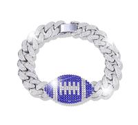 Xeyau Football Bracelet for Women Men Football Mom Game Day Accessorie Fall Sports Must Haves for Moms Silver Gold Sparking Rhinestone Bracelet Cuba Bracelets, One Size, Alloy Steel, no gemstone