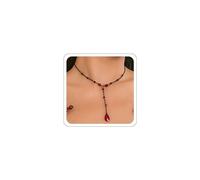 Xeyau Goth Black Necklaces for Women Vampire Accessories Black Red Bead Crystal Chain Witch Necklace Halloween Gothic Jewelry, Metal, No Gemstone