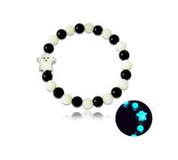 Xeyau Halloween Glow Ghost Beaded Bracelet for Women Cute Ghost Fluorescent Bracelets Glow in The Dark Goth Gothic Halloween Jewelry Accessories, Adjustable, Glass, no gemstone