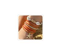 Xeyau Shell Anklets Bracelet for Women Waterproof Surfer Starfish Bracelet Puka Shell Anklet Colorful Boho Stack Stretch Bead Bracelet Set Hawaii Summer Beach Vacation Foot Jewelry, Adjustable, 合金钢