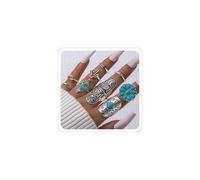 Xeyau Turquoise Western Ring Set for Women Country Concert Outfits Vintage Turquoise Rings Boho Jewelry Bohemian Cowboy Cowgirl Accessorie, Alloy Steel, No Gemstone