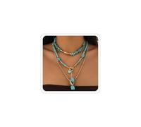 Xeyau Western Necklaces for Women Western Jewelry Boho Turquoise Necklace Cowgirl Cowboy Layered Necklace Bohemian Vintage Country Accessorie, Middle, Alloy Steel, No Gemstone
