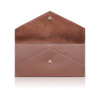 XEYOU Envelope Card Wallet for Women and Men Genuine Leather Cash Wallet Slim Credit Card Case with Zip Coin Pocket, Pink, Modern