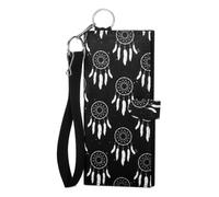 XEYOU Women's Wallet RFID Blocking Credit Card Holder Wallet Large Capacity Wristlet Canvas Wallets Purse, Black Pattern, 16.58 cubic inches, Modern