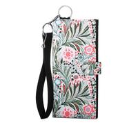 XEYOU Women's Wallet RFID Blocking Credit Card Holder Wallet Large Capacity Wristlet Canvas Wallets Purse, Pink Flowers, Modern