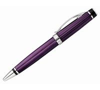 Xezo Incognito Brass Ballpoint Pen in Purple Metallic Color, Diamond-Cut Engraved, Serial, Platinum Plated Parts (Incognito Purple B-2)