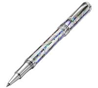 Xezo Maestro Jubilee Rollerball Pen, Fine Point. Oceanic White Mother of Pearl and Iridescent Pāua Abalone Shell. Limited Edition, Only 223 Pieces Made. Handmade, No Two Pens Alike