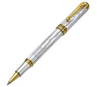 Xezo Maestro Rollerball Pen, Fine Point. Oceanic Origin White Mother of Pearl with Pure Platinum Plating. Handcrafted, Limited Edition, Serialized