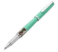Xezo Speed Master Fine Rollerball Pen. Matte Aqua Green with Tahitian Black Mother of Pearl. Chrome Plated. Lightweight Brass Body. No Two Alike