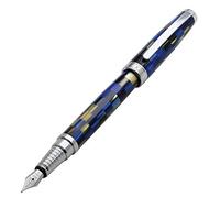 Xezo Urbanite Fountain Pen, Medium Nib. Retro Blue, Black, and Cream Colors with Chrome Plating. Limited Edition and Serialized. No Two Alike