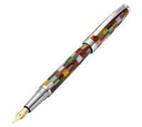 Xezo Urbanite II Fountain Pen, Medium Nib. Jazzy Multicolor Color with Chrome Plating. Handcrafted, Limited Edition, Serialized