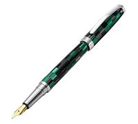 Xezo Urbanite II Fountain Pen, Medium Nib. Ocean Teal and Black Color with Chrome Plating. Handcrafted, Limited Edition, Serialized