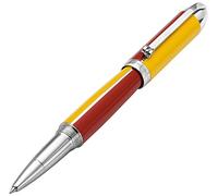 Xezo Visionary Brass and Aluminum Rollerball Pen, Fine Point. Hand Lacquered in Aspen Gold and Red. Numbered in Limited Edition of 500. Classic Art Deco Color Disposition, Retrofuturistic Body Style