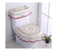 Xf Lace bathroom toilet seat water tank cover top cover toilet pad set three-piece (Color : Y30 4)