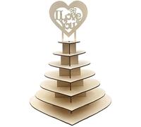 Xfaiz 7 Tier Wooden Heart Shape Chocolate Dessert Candy Tower Holder, Personalised Wedding Display Stand Rack For Afternoon Tea, Tiered Wedding Dessert Stand