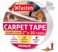 XFasten Double Sided Carpet Tape for Area Rugs, Residue-Free, 2-Inch x 30 Yards; Wood Safe 2 Faced Rug Tape for Carpet to Floor and Rug to Carpet Applications