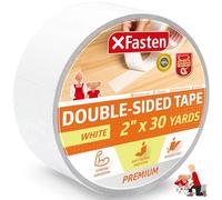 XFasten Double Sided Tape, White, Removable and Residue-free, 2-Inch x 30 Yards, Surface safe Two-Sided Sticky Adhesive Tape for Wall, Floor, Clothes, Rug, Fabric