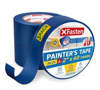 XFasten Professional Blue Painters Tape 2 Inch x 60 Yards (3-Pack) Bulk Blue Masking Tape for Painting Walls | Residue-Free