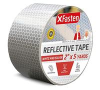 XFasten Reflective Tape, White and Silver, 2 Inches by 5 Yards (50.8mm x 68.58m) - High Intensity - DOT-C2 Safety Tape Waterproof Conspicuity Trailer Reflector