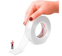 XFasten Reusable Double-Sided Nano Tape, 1-Inch x 15 Feet Traceless Transparent Gel Grip Tape - Multifunction, Movable, Washable - Bathroom, Kitchen Silicone Clear Mat Grip Adhesive Tape