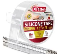 XFasten Self-fusing Silicone Tape Pro, Clear, 1.5-Inch x 15-Feet, 30mils Extreme Silicone Repair Pipe Tape for Electrical, Radiator Hose, Garden Hose, Coax Plumbers Water Seal and Stretch Tape