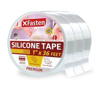 XFasten Self Fusing Silicone Tape Waterproof 1-Inch x 36-Feet (3-Pack, 108ft Total) Clear Rescue Tape, Self Amalgamating Tape Plumbing Tape for Leaks, Pipe Sealing Tape, Hose Repair Tape