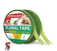 XFasten Wide Floral Tape for Bouquet, 1/2-Inch, Dark Green (2-Pack)