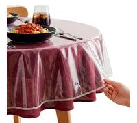 XFastenClear Round Plastic TableclothProtector 70 Inch Waterproof Clear Table Cover