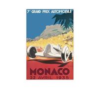 XFATGIA 1935 Monaco Racing Retro Travel Poster Canvas Poster Bedroom Decor Landscape Office Room Decor Gift 24x36inch(60x90cm)