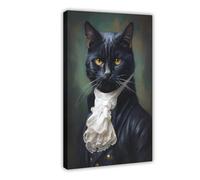 XFATGIA 19th Century Aristocratic Cat Poster Canvas Poster Wall Art Decor Print Picture Paintings for Living Room Bedroom Decoration 16x24inch(40x60cm)