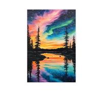 XFATGIA Aurora Borealis over An Alaskan Lake Canvas Poster Bedroom Decor Landscape Office Room Decor Gift 24x36inch(60x90cm)