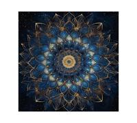 XFATGIA Blue And Gold Mandala Poster Canvas Poster Bedroom Decor Landscape Office Room Decor Gift 28x28inch(70x70cm)