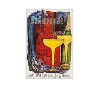 XFATGIA Champagne California Retro Travel Poster Canvas Poster Bedroom Decor Landscape Office Room Decor Gift 20x30inch(50x75cm)