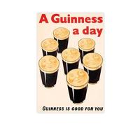 XFATGIA Daily Cup of Guinness Black Beer Retro Advertising Turtle Wall Art Poster Canvas Poster Bedroom Decor Landscape Office Room Decor Gift 24x36inch(60x90cm)