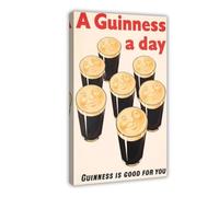 XFATGIA Daily Cup of Guinness Black Beer Retro Advertising Turtle Wall Art Poster Canvas Poster Wall Art Decor Print Picture Paintings for Living Room Bedroom Decoration 16x24inch(40x60cm)